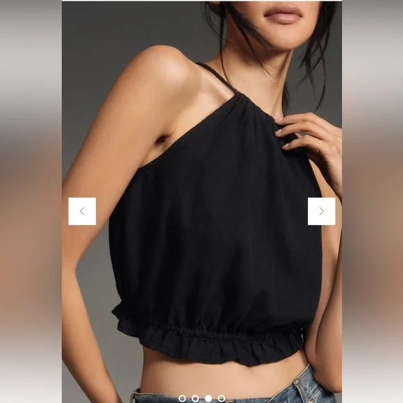 Anthropologie Pilcro Cropped Linen Halter Top, - Picture 3 of 10